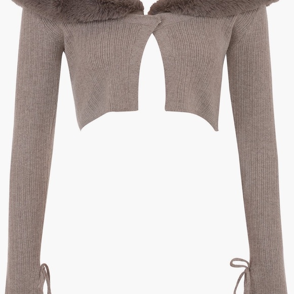 HOUSE OF CB Dahlia Faux Fur Collar….crop cardigan - Picture 2 of 4